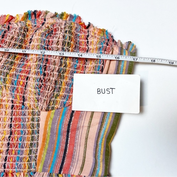 Anthropologie Pilcro Rainbow Smocked Crop Top Small striped boho festival corset - Picture 9 of 12